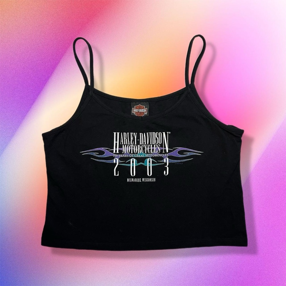 2003 Harley-Davidson Black Women's Crop Tank Top